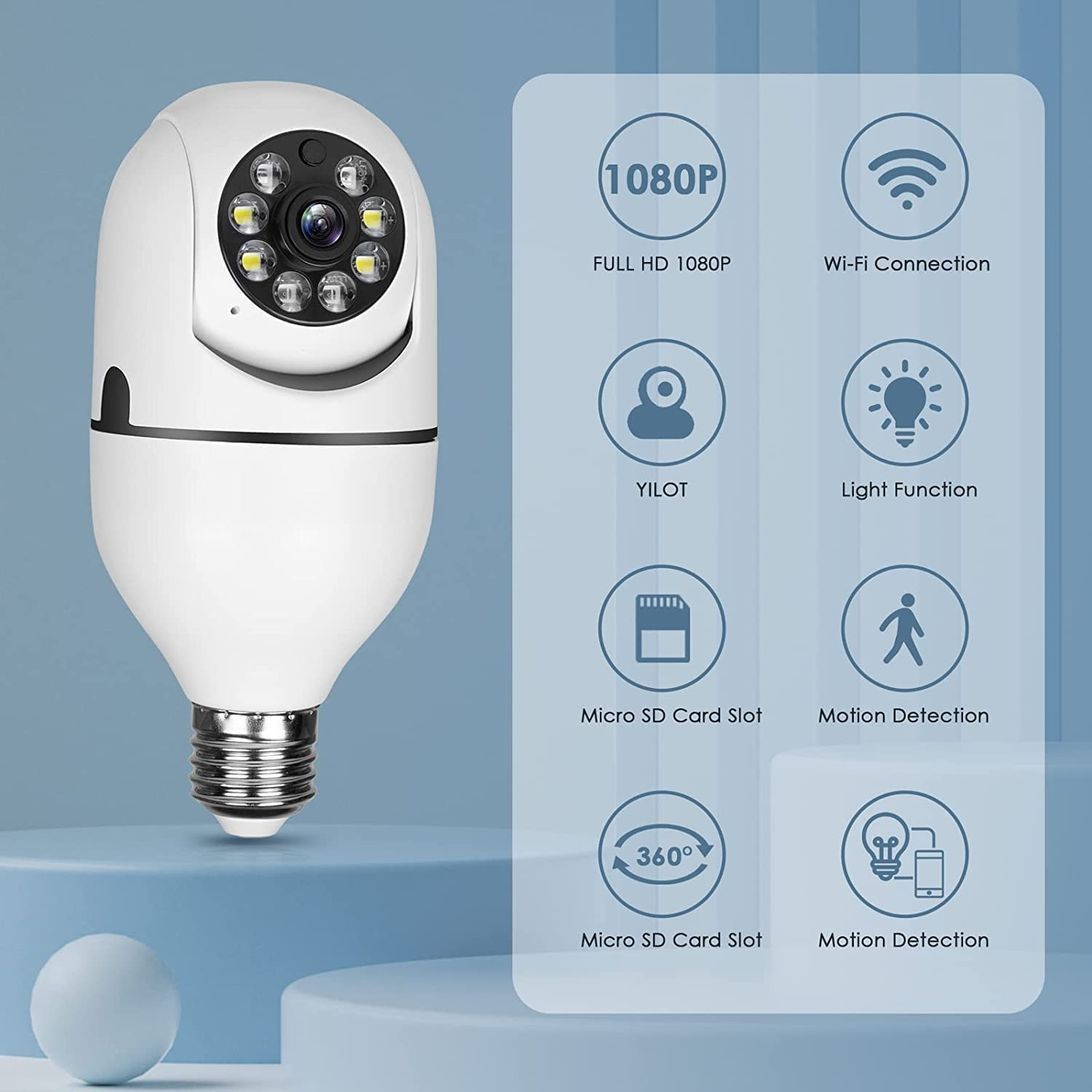 V380 PTZ Full HD 2MP 1080P WIFI IP E27 Bulb Camera 360 Degree